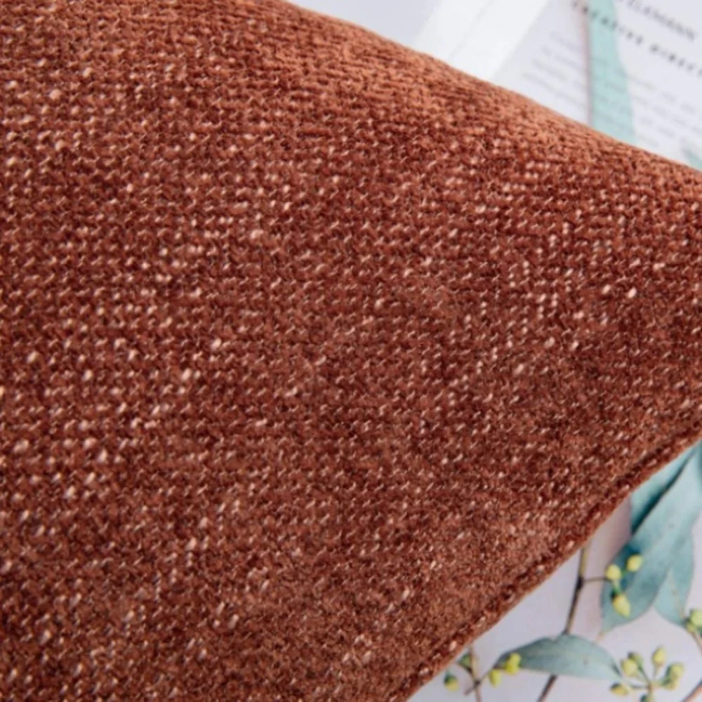 Luxury Home | Rustic Farmhouse Rust Orange Thick Chenille Throw Pillow Covers